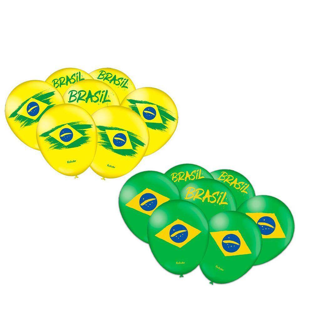 Kit Balão Decorativo Brasil 2022 Verde Amarelo Copa Do Mundo