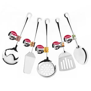 Conjunto Kit Cozinha Utensílios Inox 5 Peças Premium 26cm