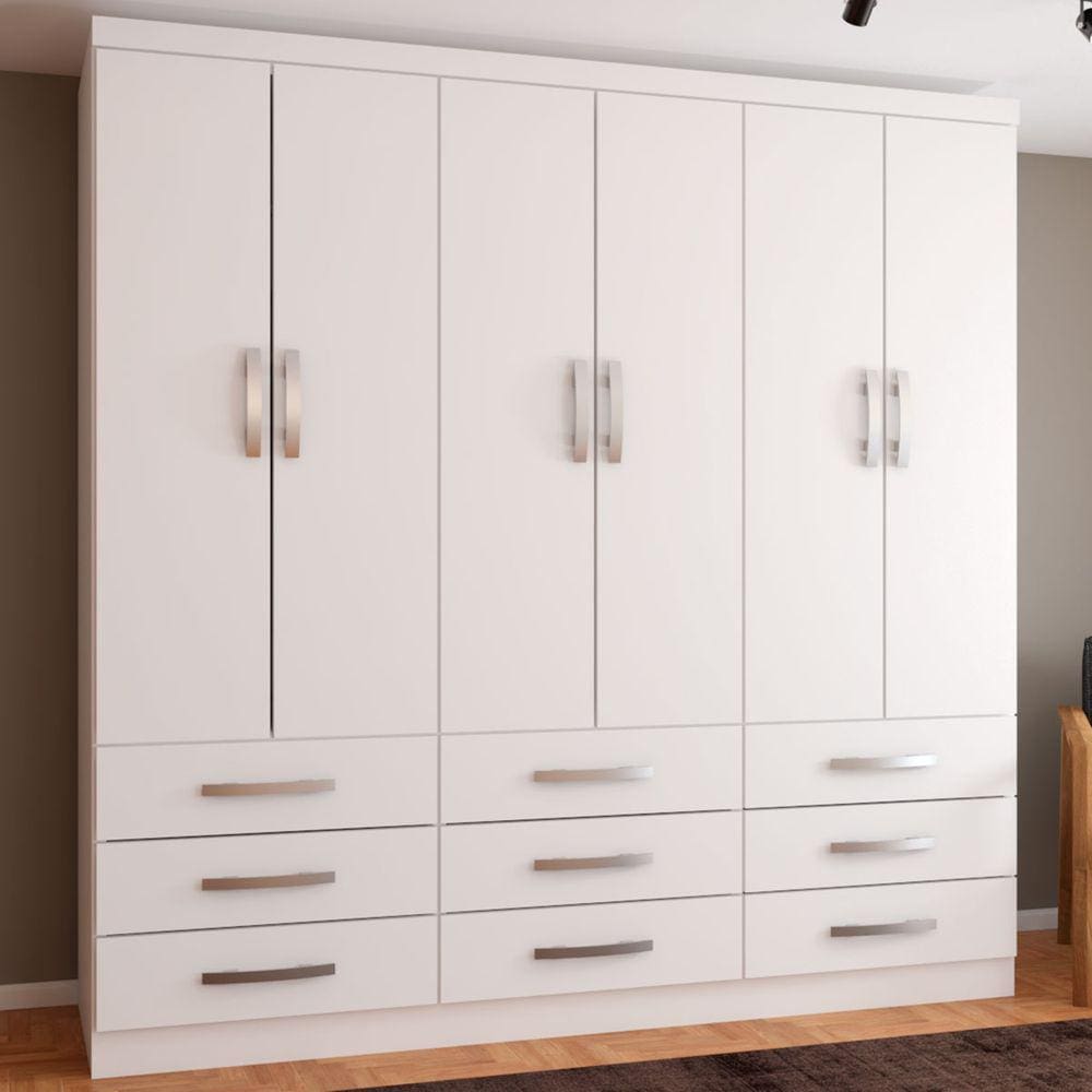 Guarda-roupa Casal Piemonte 6 Portas 9 Gavetas Branco - Panorama Móveis