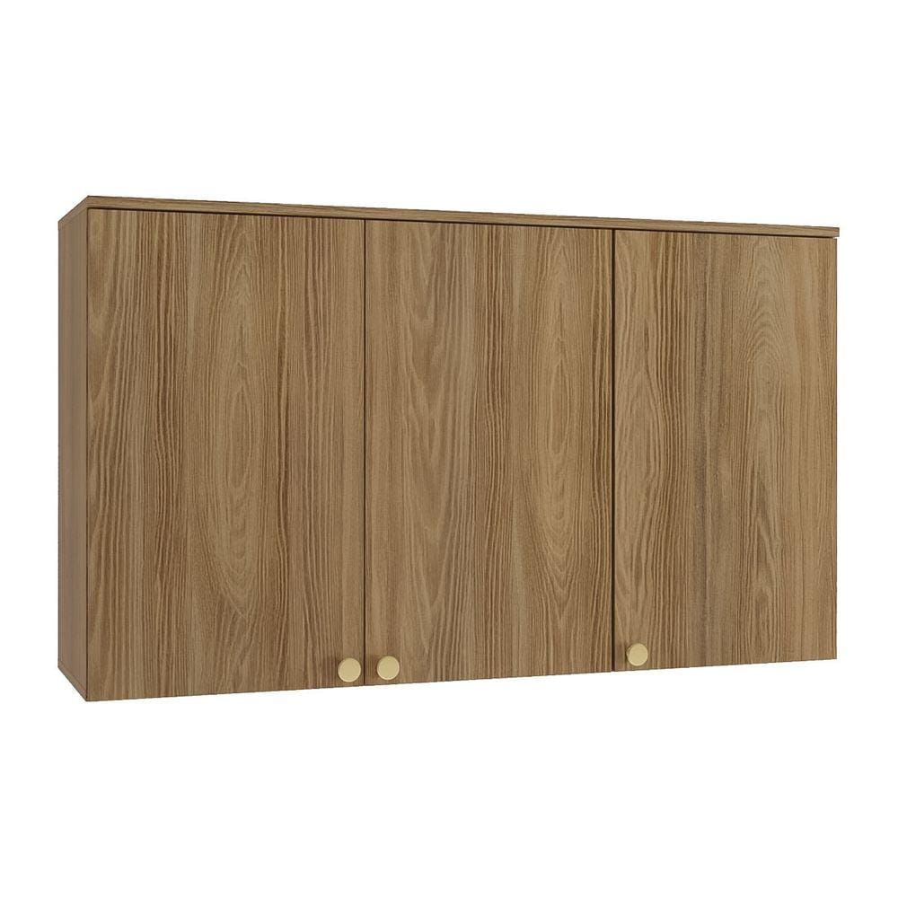 Armário Aéreo Para Cozinha 3 Portas Botanic M634 Kappesberg Nogueira Fosco