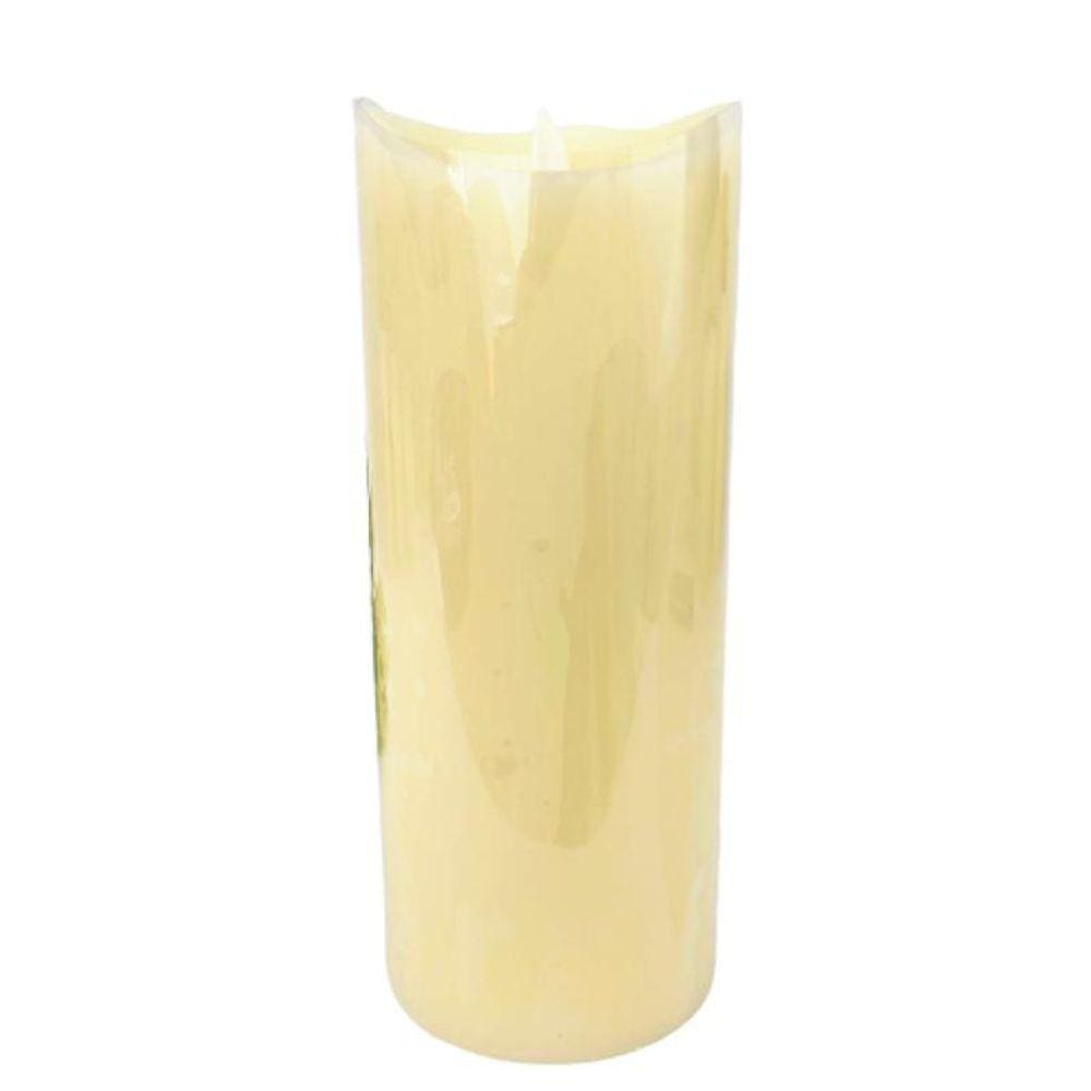 Vela De Led Cintilante Decorativa Redonda 25X10Cm Parafina G