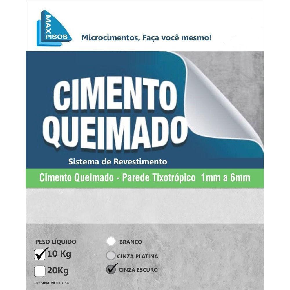 Cimento Queimado Parede Max Pisos Cinza Escuro 10Kg