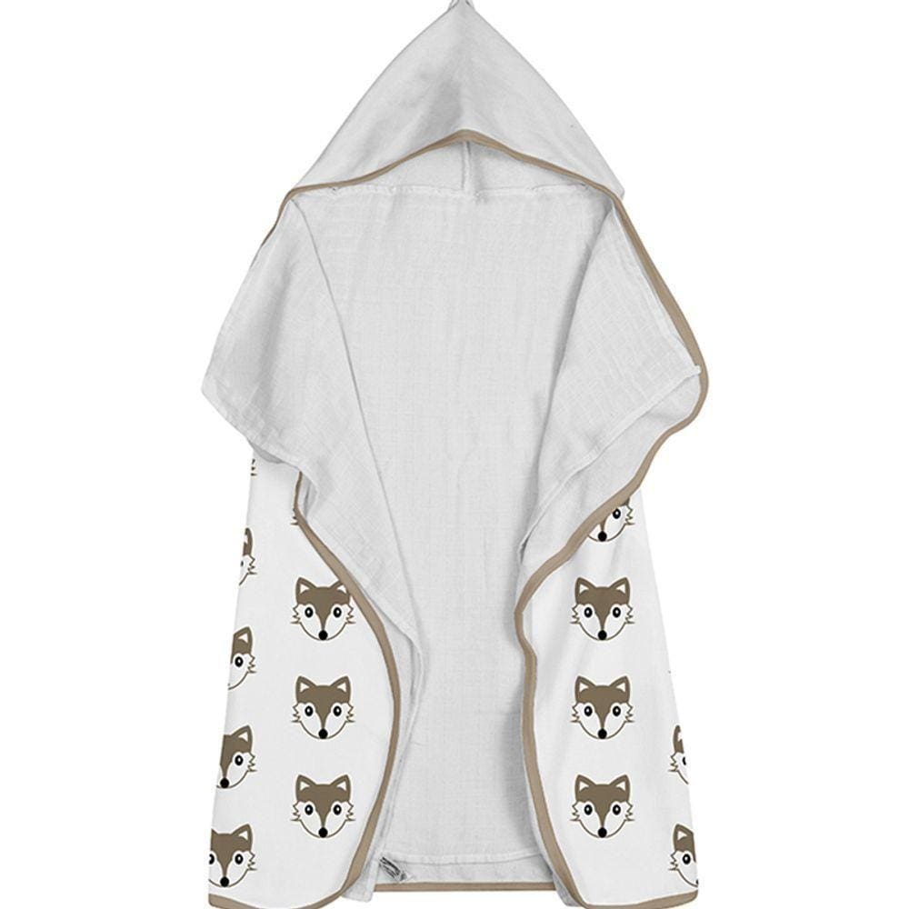 Toalha Baby C/ Capuz Tecebem Estampada C/ Fralda Dori Branco
