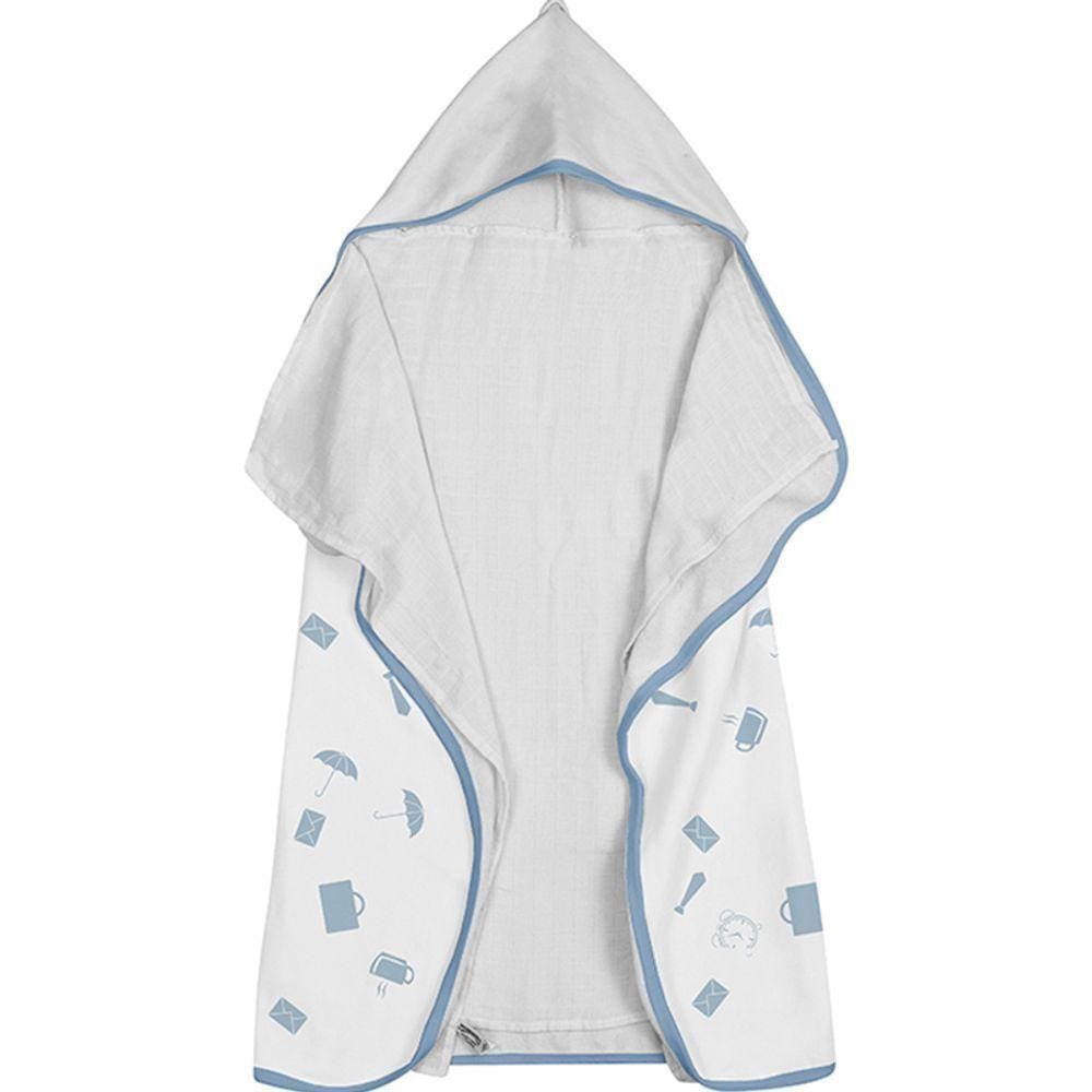 Toalha Baby C/ Capuz Tecebem Estampada C/ Fralda Greg Branco