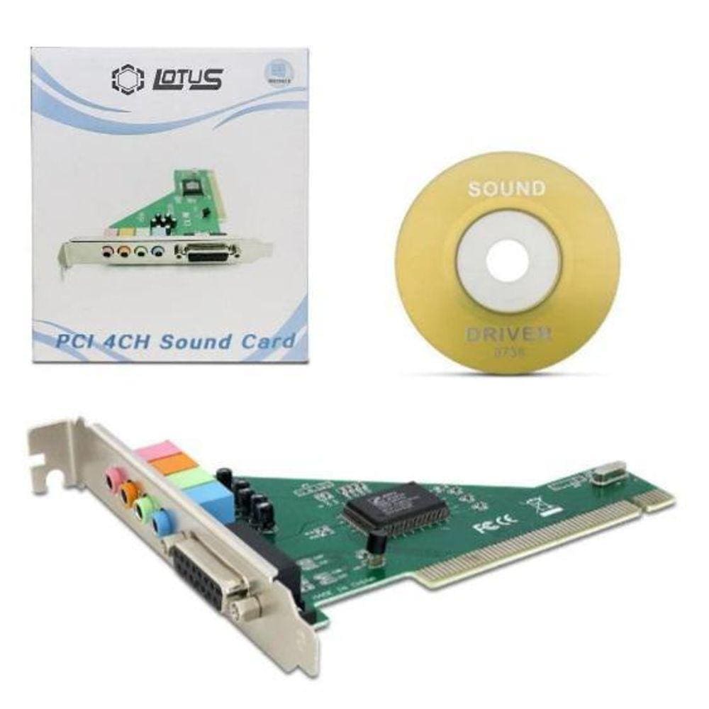 Placa De Som Pci Áudio 4 Canais Reposição Com Cd