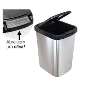 Lixeira Cesto 09 Litros Inox Com Tampa Click Label