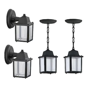 Kit 2 Arandela Externo Preto Alz17 + 2 Pendente Preto Alz14