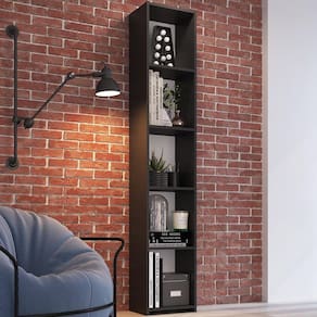 Armário Módulo Organizador Livreiro 4 Prateleiras Multiuso Decoração Sala Quarto Funcionale Preto