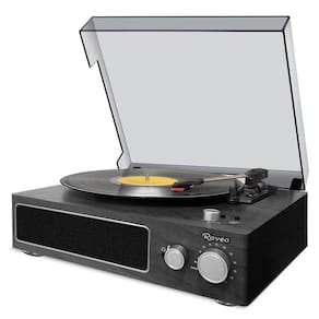 Vitrola Raveo Studio Preto Toca-Discos, Bluetooth, Radio FM, USB, Saída Auxiliar Bivolt