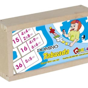 Jogo Educativo Alfabetização Dominó Tabuada em MDF, 28 peças, Idade 3 +