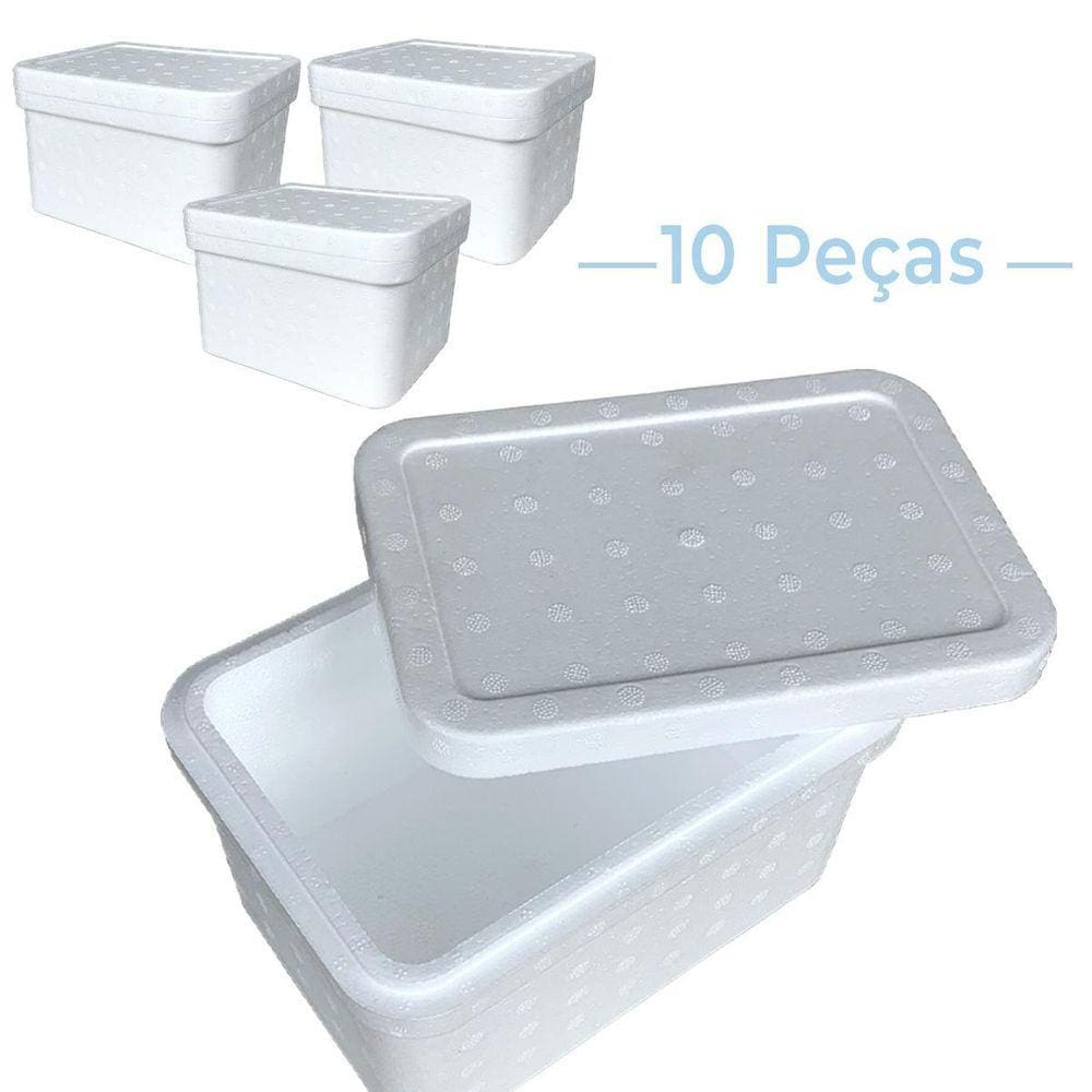 Kit C/10 Caixa Térmica Isopor Sorvete Doces 20,5X12,5Cm