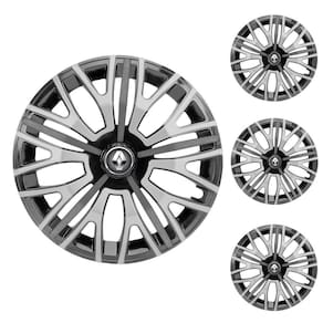 Jogo Calota Aro 13 Triton Sport Black Silver Graphite Elitte Preto Prata Grafite + Emblema Resinado Renault (Sandero Logan Clio Scenic Megane Kwid)