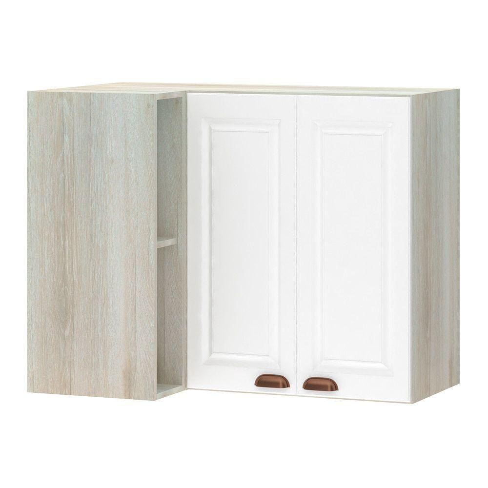 Armário Aéreo Canto Conjugado 2 Portas Lateral Crema Com Branco