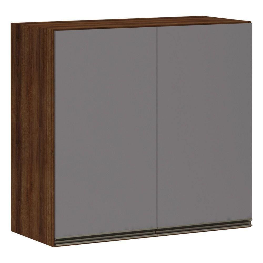 Armário Para Cozinha 80 Cm 2 Portas Dourado Com Cinza Puro
