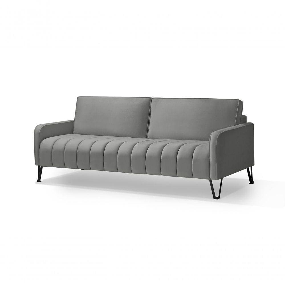 Sofá Living 3 Lugares C/ Pé De Ferro Preto 2,20 Mts Cinza