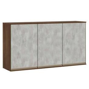 Armário Para Cozinha 120 Cm 3 Portas Dourado Com Concreto