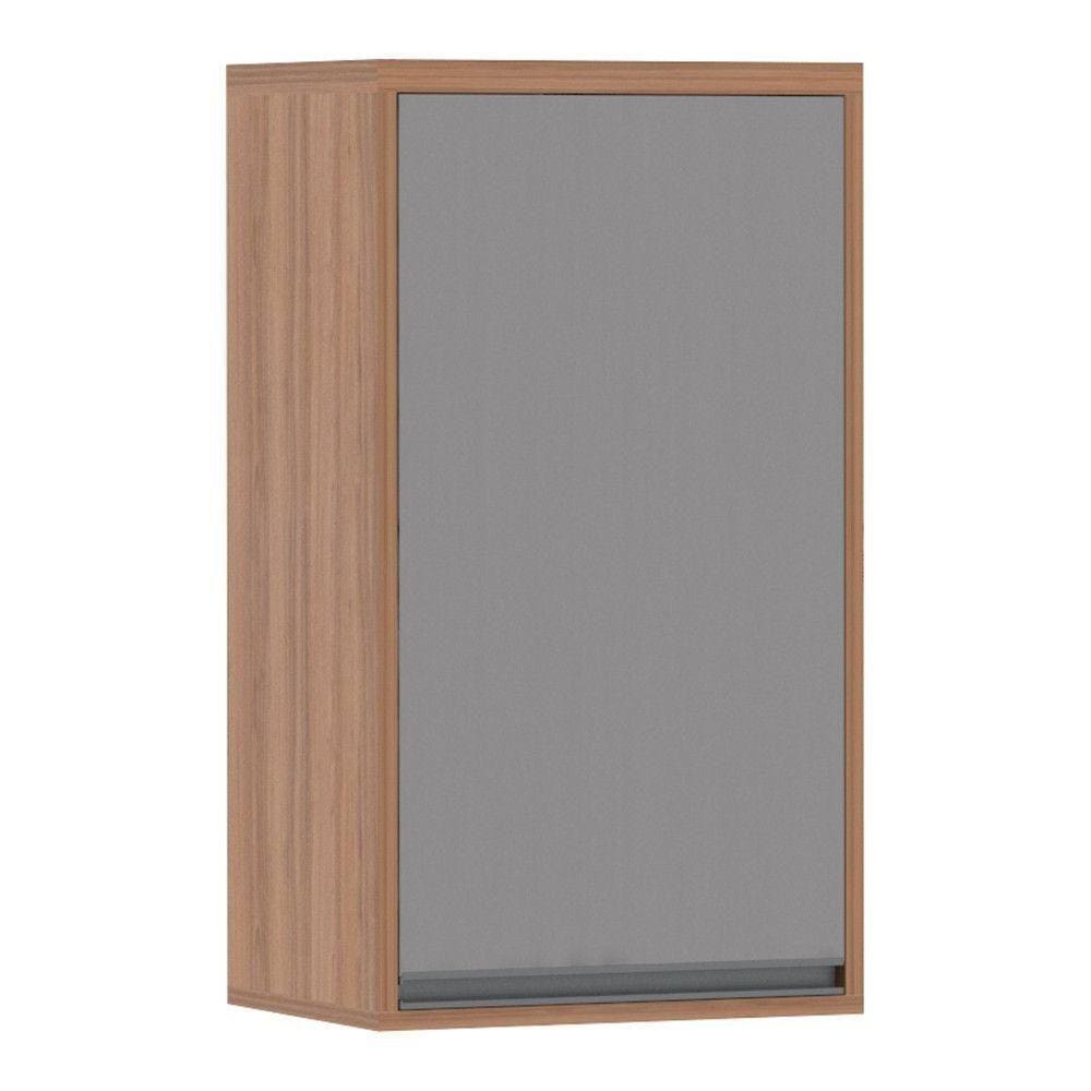 Armário Aéreo 40 Cm 1 Porta 1 Prateleira Vanilla Com Cinza