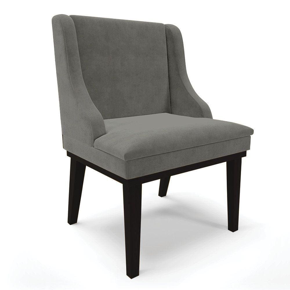 Cadeira De Jantar Liz Suede Base Fixa Madeira Preto Grafite