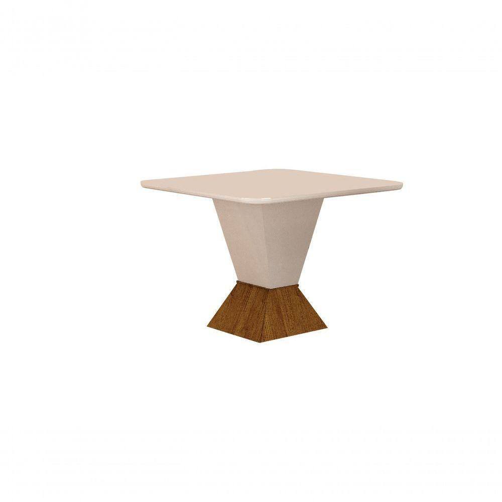 Mesa De Jantar 4 Lugares 90m Mdf/vidro Freijó/Off White