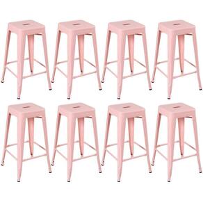 Kit 8 Banquetas Altas 76 Cm Rosa Antigo Rosa Antigo