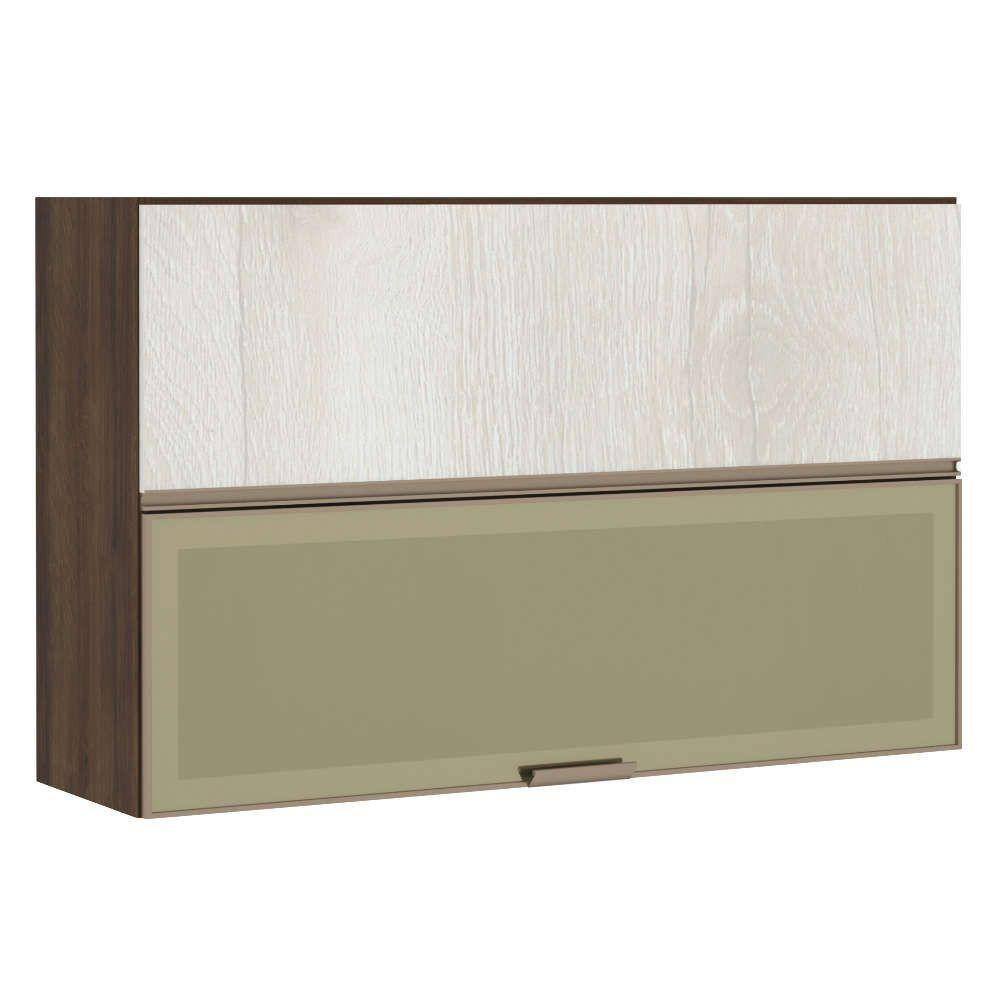 Armário Aéreo 120cm 2 Portas Bronze Dourado Com Legno Crema