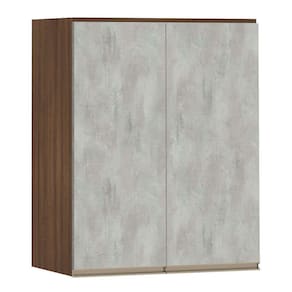 Armário Para Cozinha 60 Cm 2 Portas Dourado Com Concreto