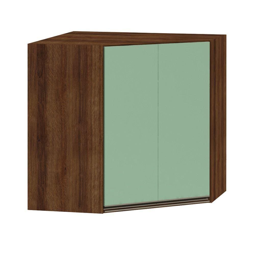 Armário Para Cozinha Canto 2 Portas Dourado Com Verde