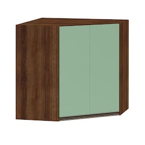 Armário Para Cozinha Canto 2 Portas Dourado Com Verde