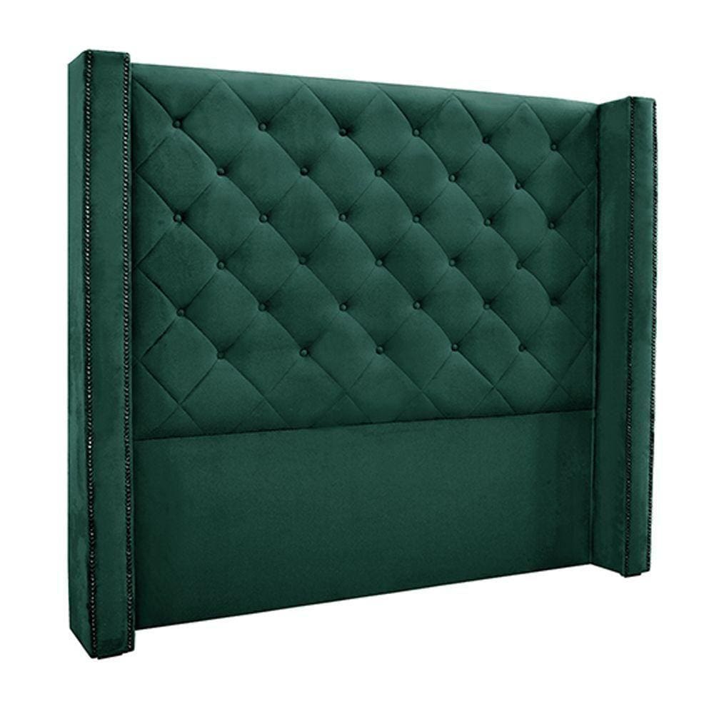 Cabeceira Queen Size 1,84m Loewe Veludo Verde Floresta