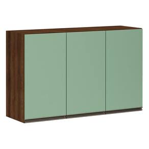 Armário Para Cozinha 120 Cm 3 Portas Dourado Com Verde