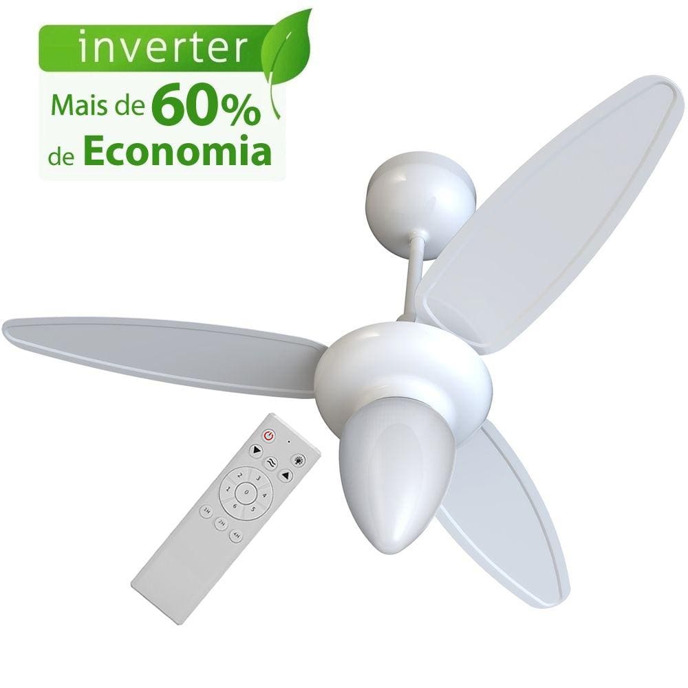 Ventilador de Teto Ventisol Wind_Inverter com Controle Remoto 3 Pás Branco Bivolt