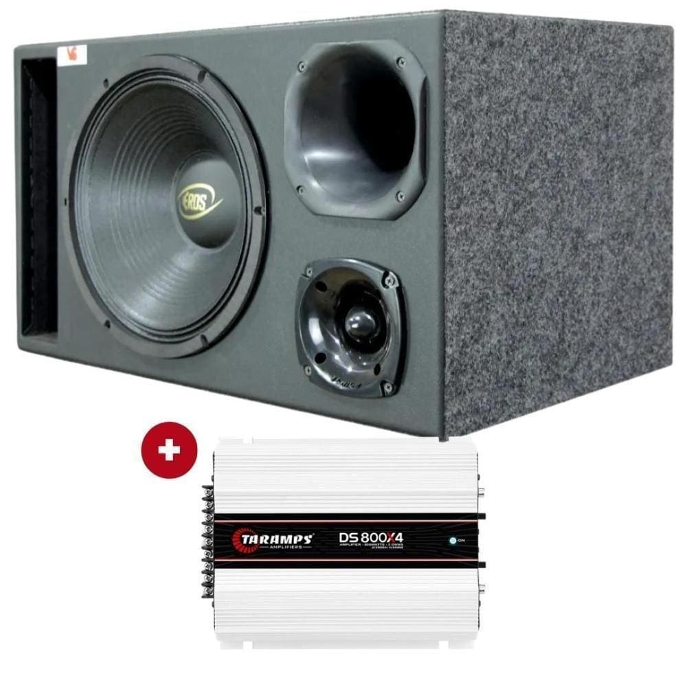 Caixa Trio 12"E-450lc 450Wrms/Driver/Tweeter/Taramps Ds800.4