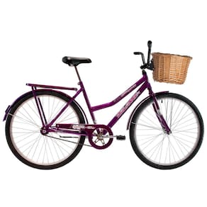 Bicicleta Aro 26 Feminina Freio no Pé CP Classic Violeta com Cestinha