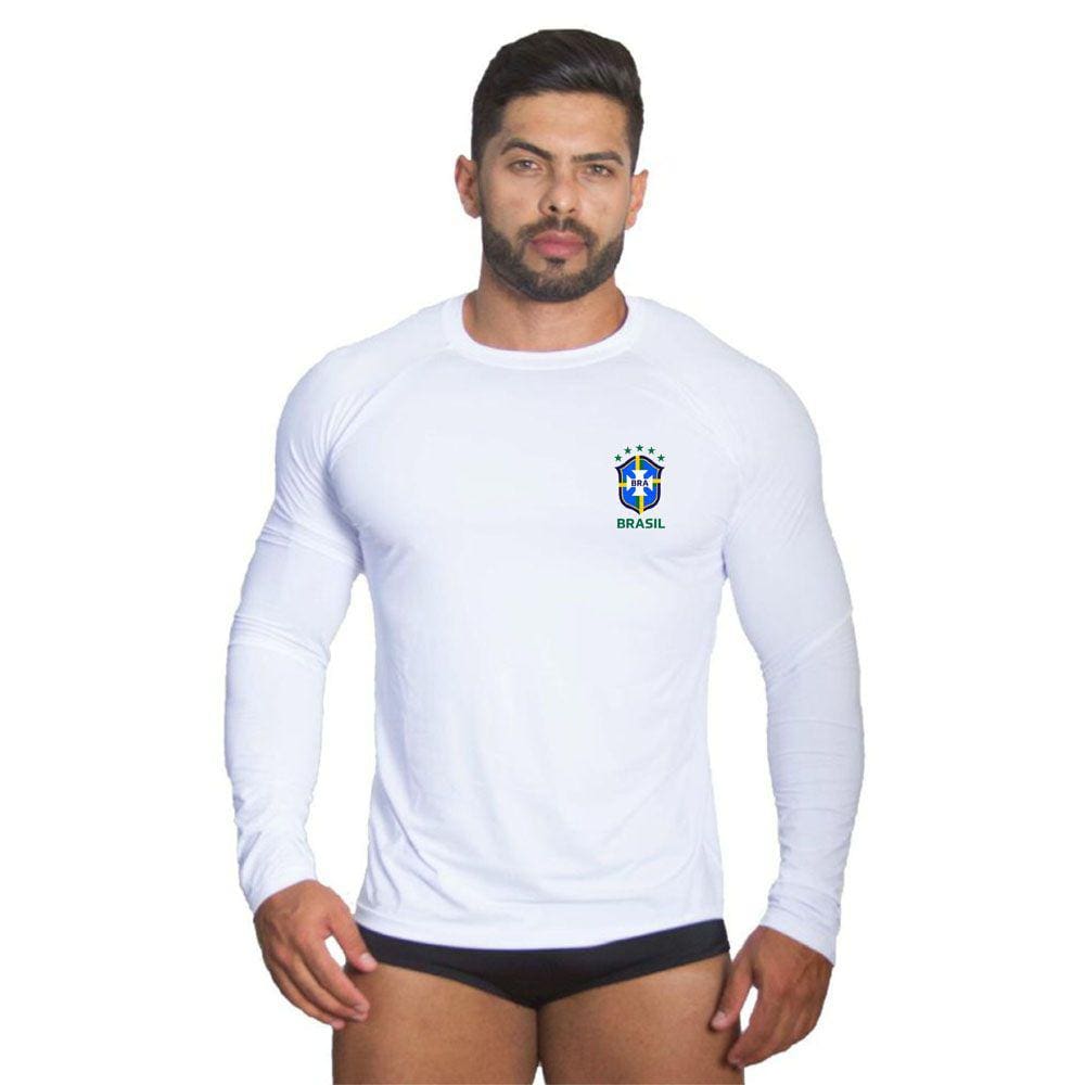 Camiseta Com Proteção Solar Uv Brazão Brasil