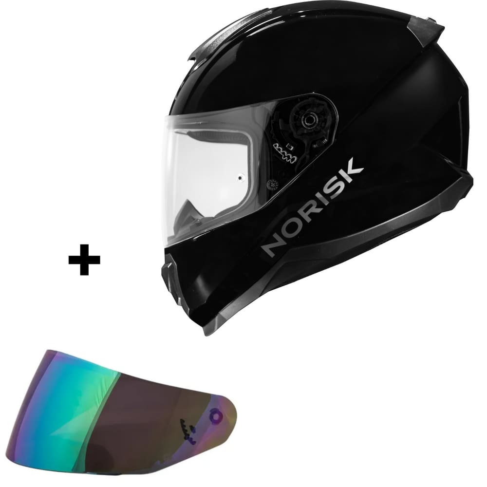 Capacete Norisk Razor Monocolor Preto + Viseira Camaleão