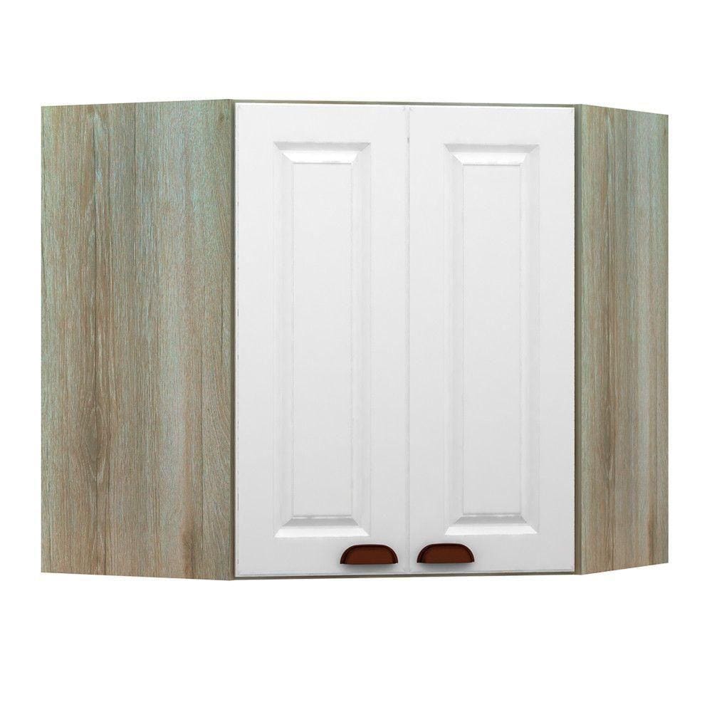 Armário Canto Diagonal 2 Portas Legno Crema Com Branco Pet