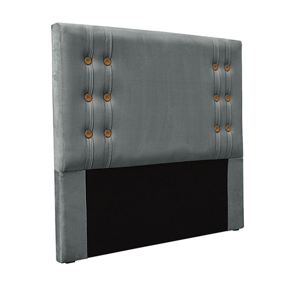 Cabeceira Decorativa Queen Size 1,60m Kors Veludo Cinza