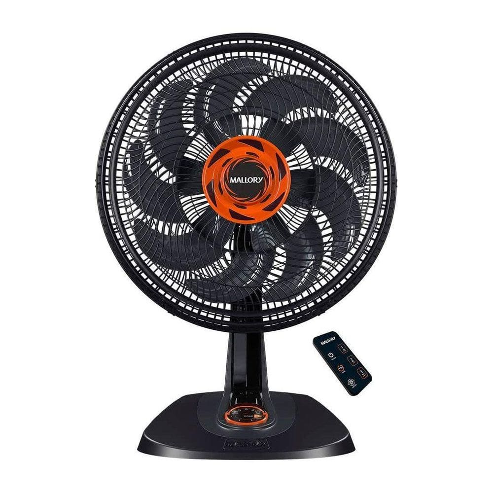 Ventilador de Mesa Mallory Max Control Preto Laranja 40cm 3 Velocidades