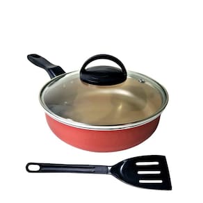 Frigideira Alta Funda 18 Cm Antiaderente C/ Tampa Vidro