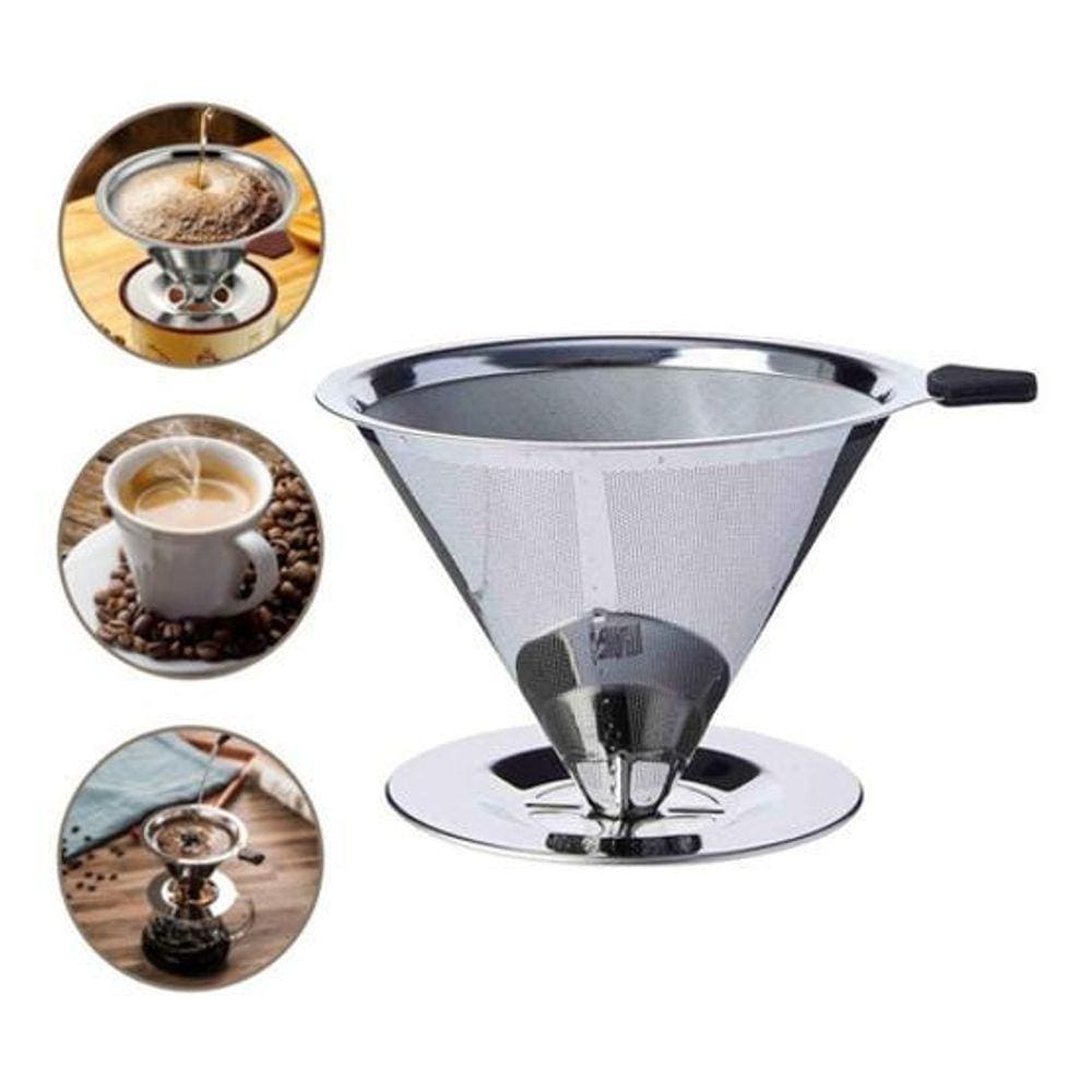 Coador De Café Inox Filtro De Café Inox Reutilizável Tam 102