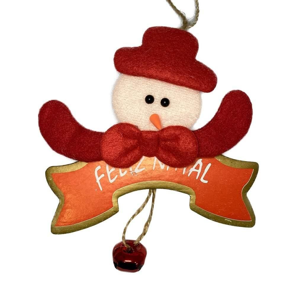Enfeite Decorativos de Natal com Placa e Sino Boneco de Neve - Casambiente