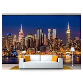 Papel De Parede Cidade Prédios Luzes Noite 3D Ncd183