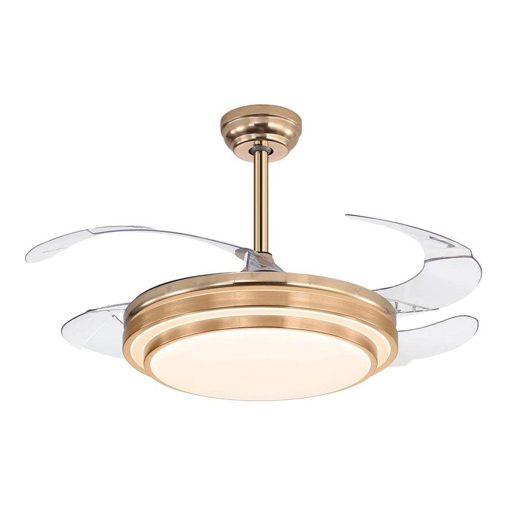 Ventilador Teto Retrátil Controle Remoto 4 Pás Max Dourado