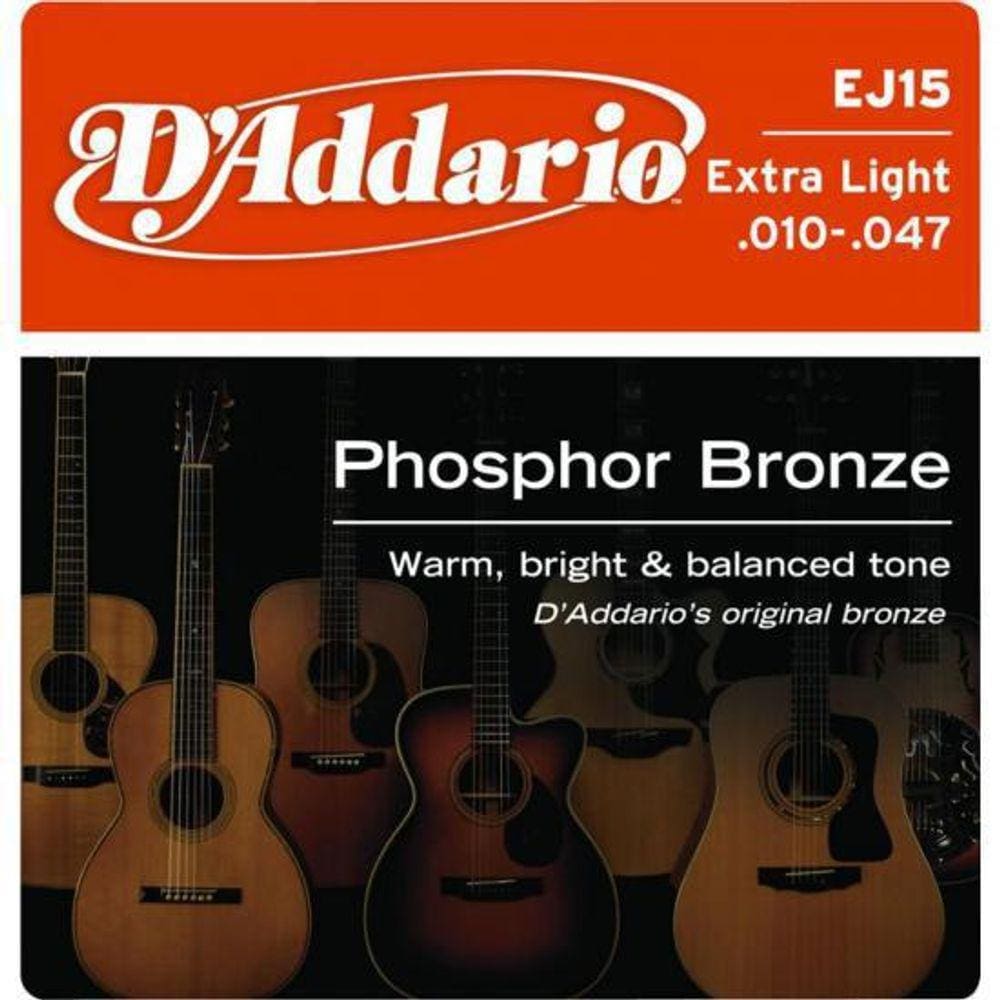 Encordoamento para violão aço ej15 extra ligth bronze