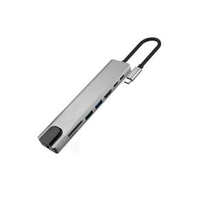 Hub Usb-C 8 Em 1 Adaptador Hdmi Lan Sd/Tf Usb3.0 Usb/C Pd