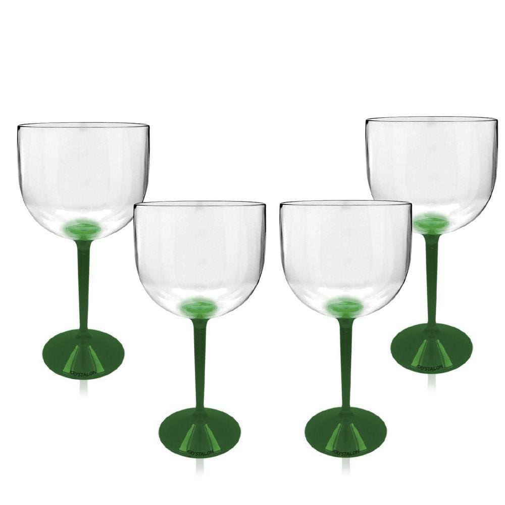 Kit 4 Taças Gin Haste Verde Acrílico Krystalon