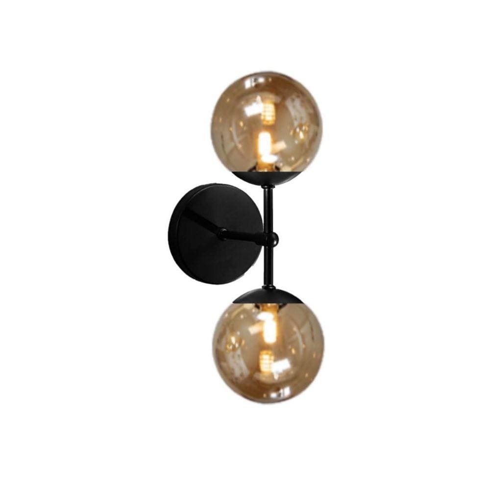 Arandela Moderna Jabuticaba Preta 2 Globos Bola De Vidro Fum