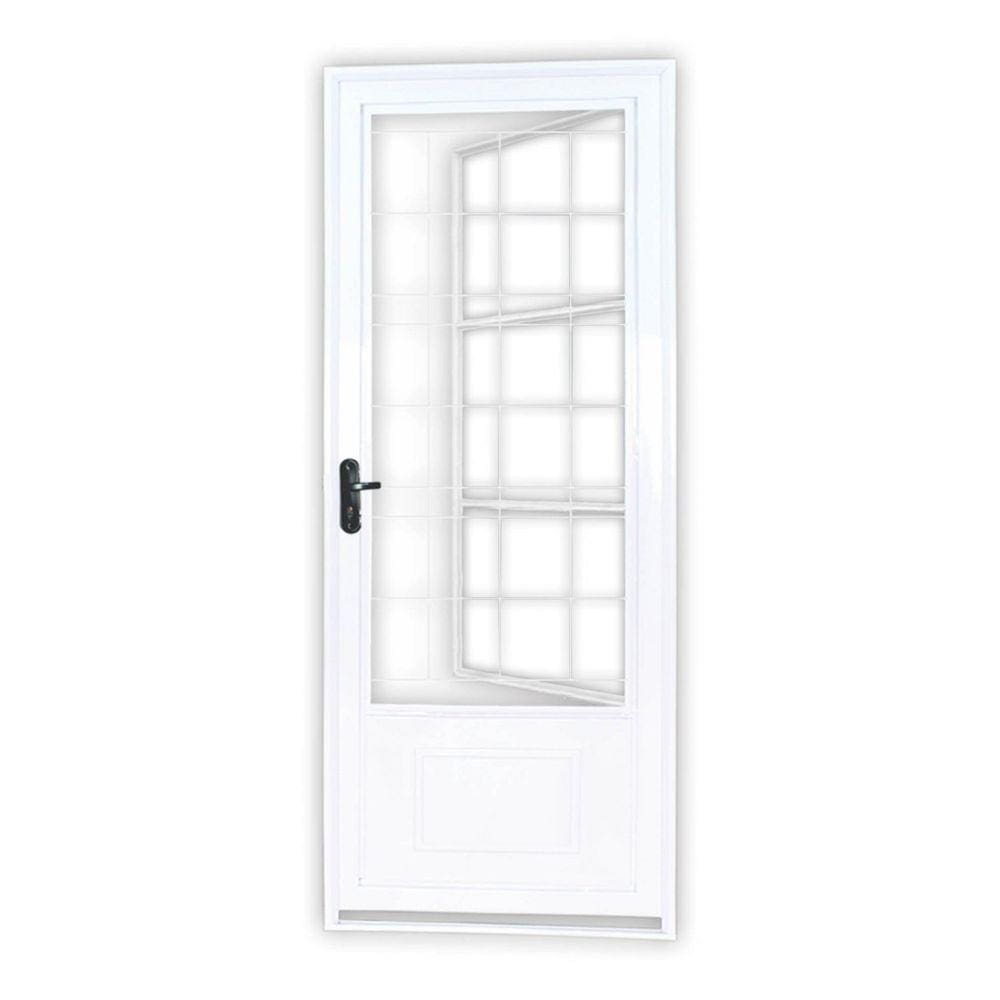 Porta de Aço Postigo 215x85cm Sem Vidro Com Batente 6cm Minas Sul MGM Branco