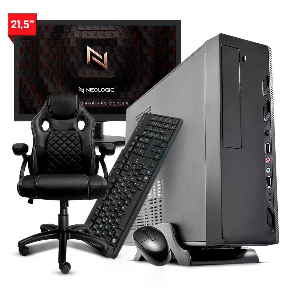 Computador Completo Intel Core I5 10400 10º Geração 8Gb Ssd 120Gb + Cadeira - Neologic Home Slim - Nli84184