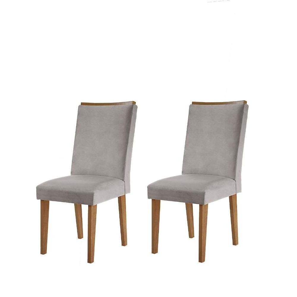 Conjunto com 2 Cadeiras Lunara Veludo Grafite Rufato